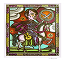 'Fabrizio araldico' • Linoleografia • 55 cm x 44 cm • Collezione Dori Ghezzi De André • © Stephen Alcorn