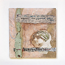 'Geordie non rubò mai neppure per me...' • Tecnica mista (acrilico e collage) su legno • 13 cm x 17 cm • © Marisa Cortese