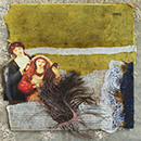 'Il confine fra la terra e il cielo...' • Tecnica mista (acrilico e collage) su legno • 13 cm x 17 cm • © Marisa Cortese
